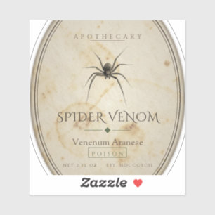Spider Venom Vintage Apothecary Label Sticker