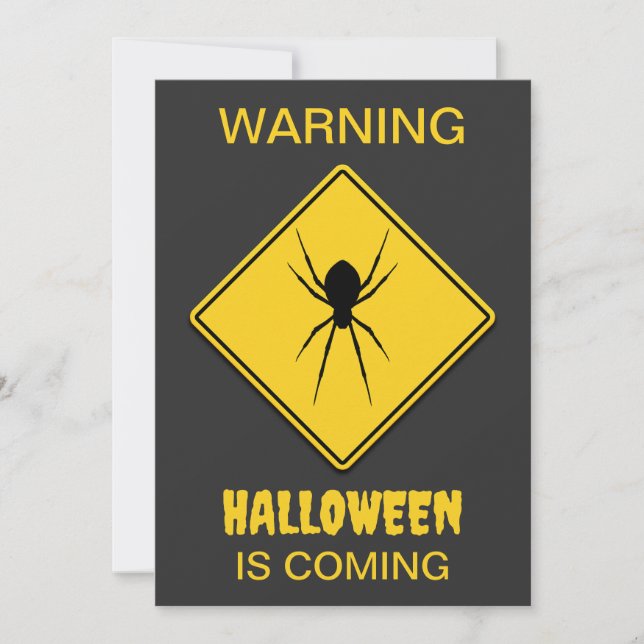 Spider Warning Halloween Invitation (Front)