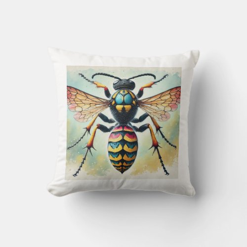 Spider Wasp 260624IREF112 _ Watercolor Throw Pillow