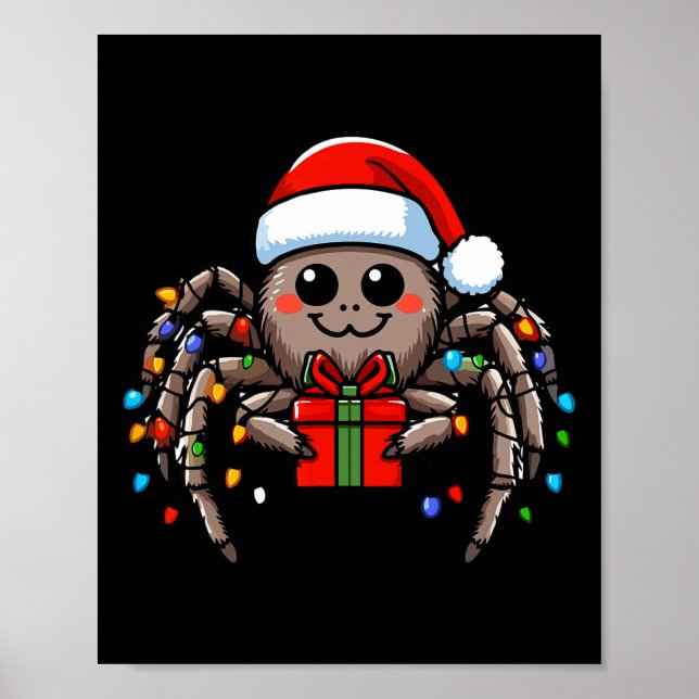 Spider Wearing Santa Hat Christmas Xmas Pajamas  Poster (Front)