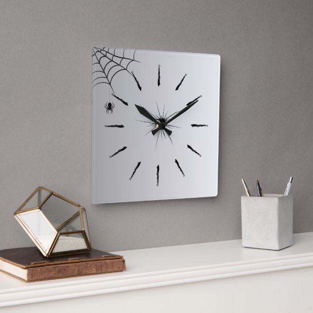 Spider weave Wanduhr Elegant White Square Wall Clock (Office)