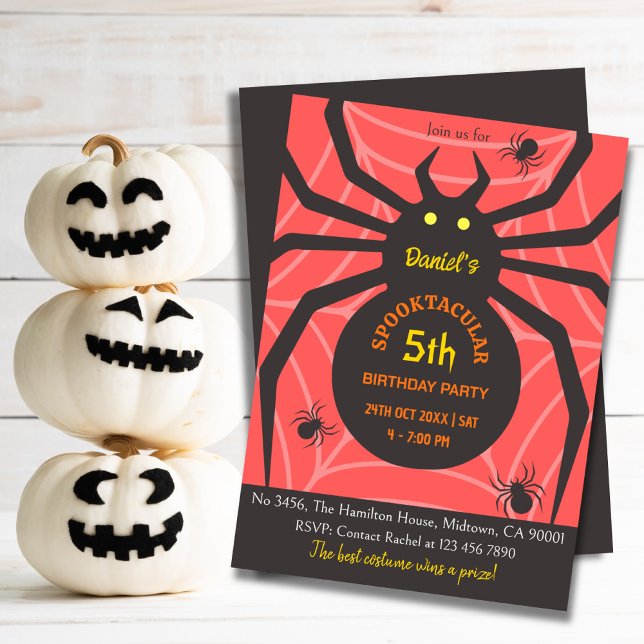 Spider Web 5th Birthday spooky Halloween Party Invitation (Creator Uploaded)