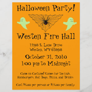 Spider Web and Ghost Halloween Party Flyer
