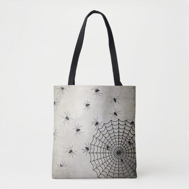 Spider Web And Spooky Spiders Tote Bag (Front)