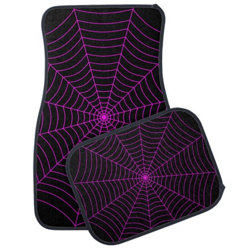 Spider web Black and neon pink Halloween pattern Car Floor Mat