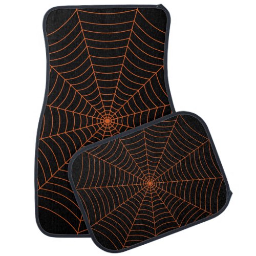 Spider web Black and orange Halloween pattern Car Floor Mat