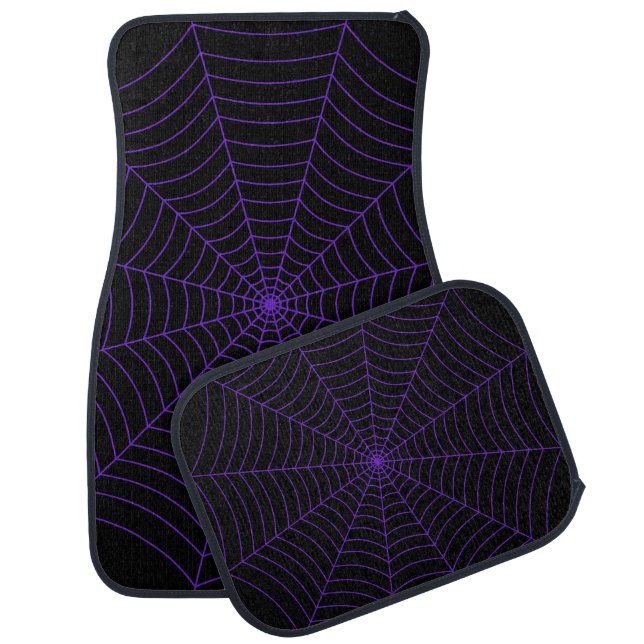 Spider web Black and purple Halloween pattern Car Floor Mat (Set)