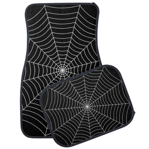 Spider web Black and White Halloween pattern Car Floor Mat