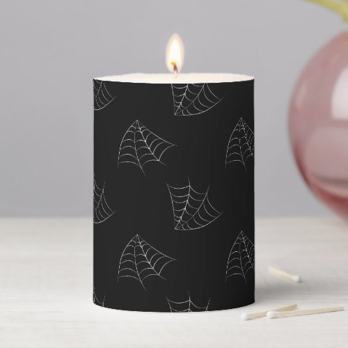 Spider Web Black and White Halloween  Pillar Candle