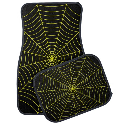 Spider web Black and yellow Halloween pattern Car Floor Mat