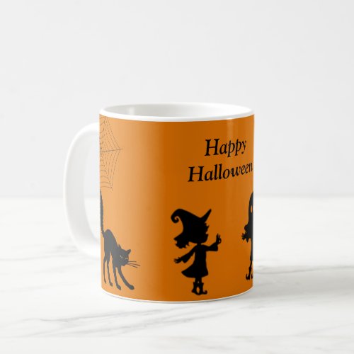 Spider Web Black Cat Halloween Mug