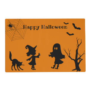 Spider Web Black Cat Halloween Placemat