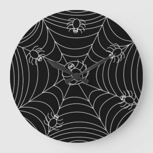 Spider Web Black Large Clock
