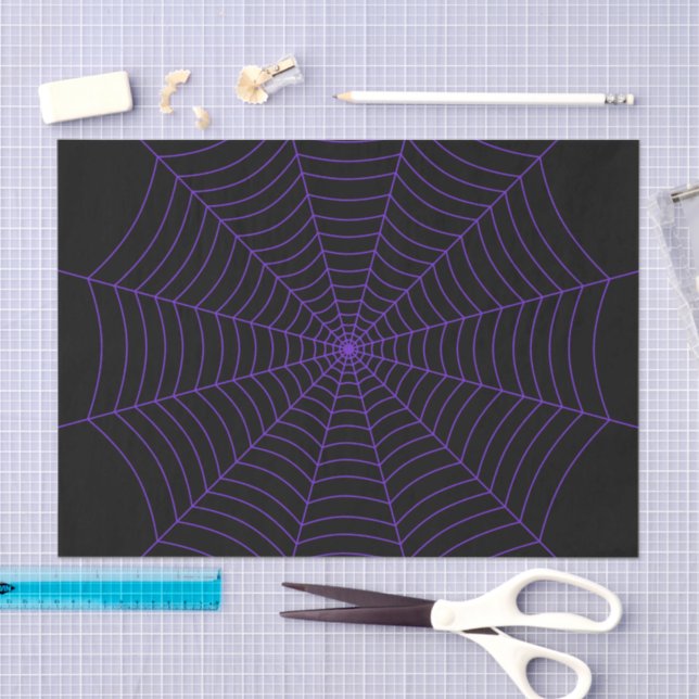Spider web black purple Halloween pattern Tissue Paper (Craft)