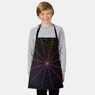 Spider web black purple orange Halloween pattern Apron