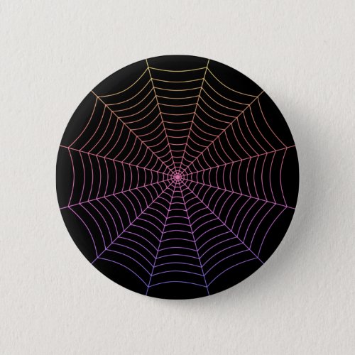 Spider web black purple orange Halloween pattern Button