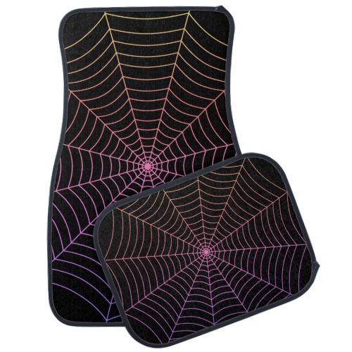 Spider web black purple orange Halloween pattern Car Floor Mat