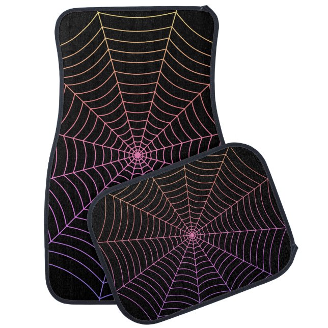 Spider web black purple orange Halloween pattern Car Floor Mat (Set)