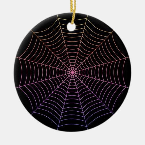 Spider web black purple orange Halloween pattern Ceramic Ornament