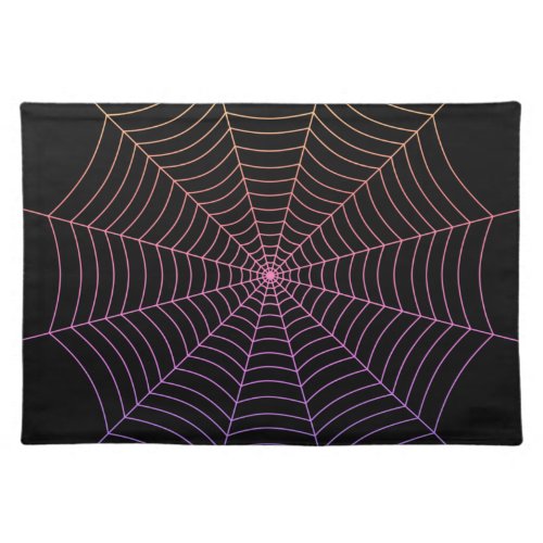 Spider web black purple orange Halloween pattern Cloth Placemat