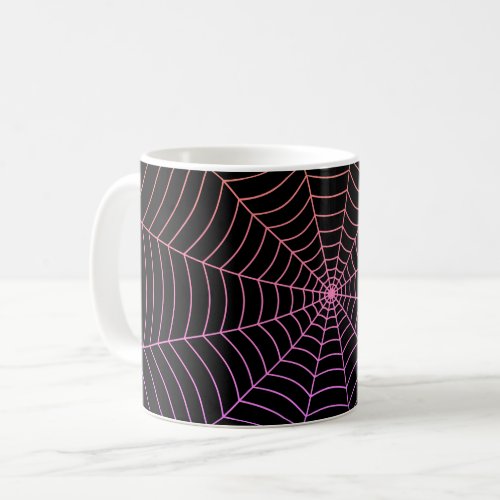 Spider web black purple orange Halloween pattern Coffee Mug
