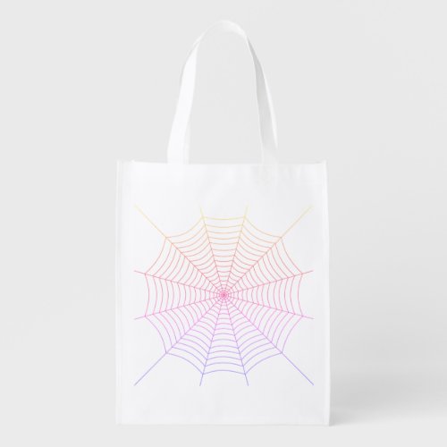 Spider web black purple orange Halloween pattern Grocery Bag