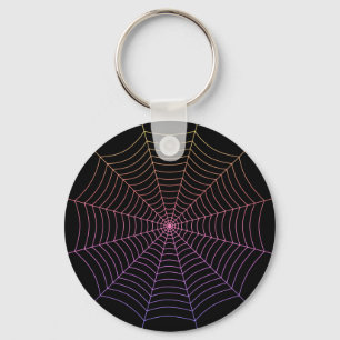 Spider web black purple orange Halloween pattern Keychain