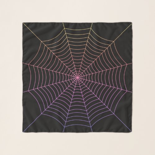 Spider web black purple orange Halloween pattern Scarf