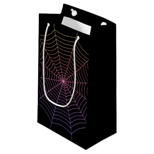 Spider web black purple orange Halloween pattern Small Gift Bag