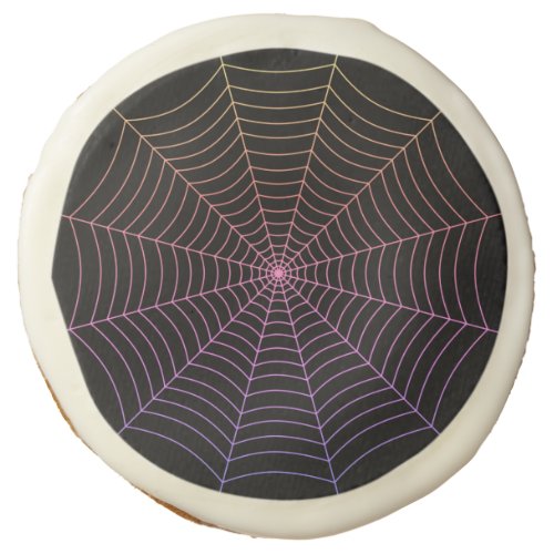 Spider web black purple orange Halloween pattern Sugar Cookie