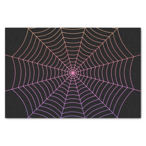 Spider web black purple orange Halloween pattern Tissue Paper