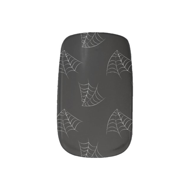 Spider Web Black White Halloween  Minx Nail Art (Left Thumb)