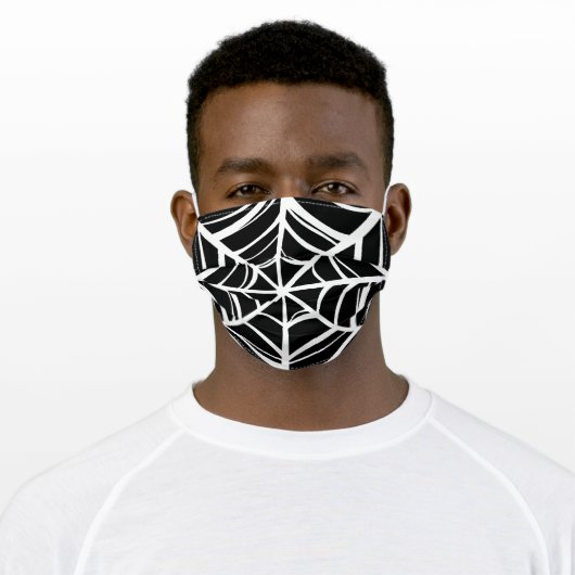 Spider Web Cobweb Cool Black White Halloween Witch Adult Cloth Face Mask (Worn)