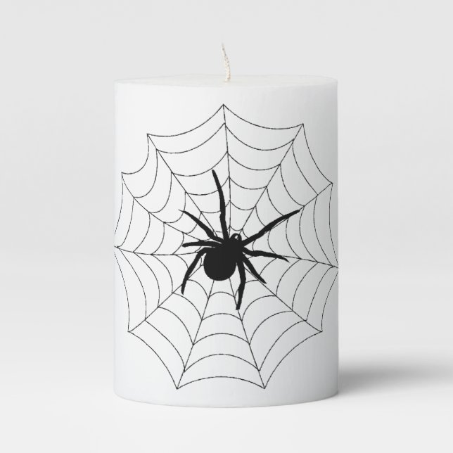 Spider Web Design Pillar Candle (Front)