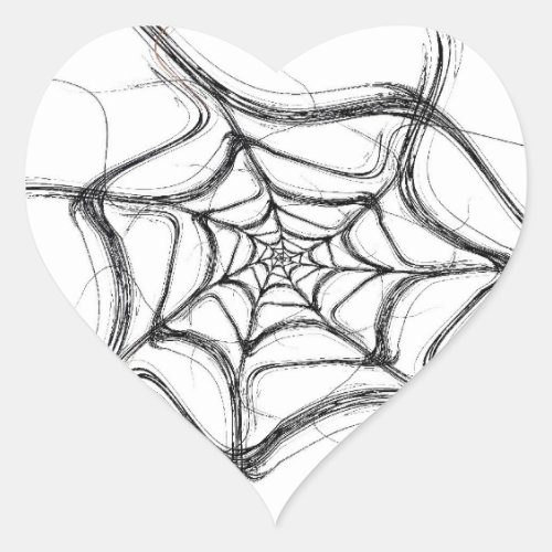 Spider Web Fractal Background Heart Sticker