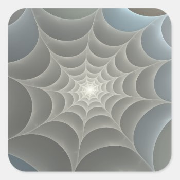 Spider Web Fractal Square Sticker by StellarEmporium at Zazzle