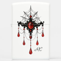 Spider Web Gothic Black & Red Decorative Zippo Lighter