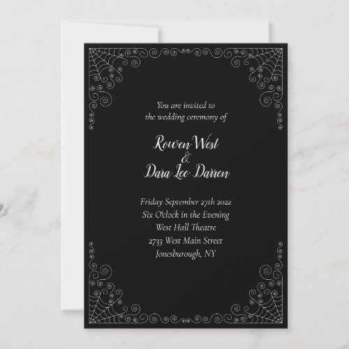 Spider Web Gothic Wedding Invitation