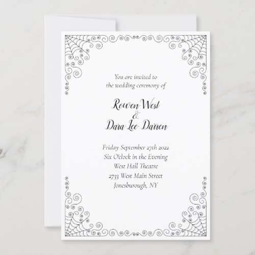 Spider Web Gothic Wedding Invitation