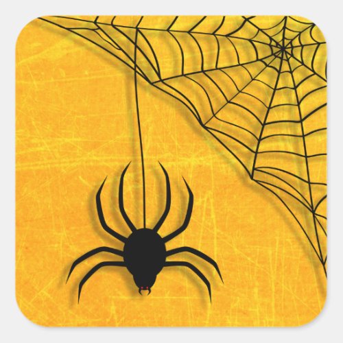 Spider Web Halloween Black and Orange Stickers