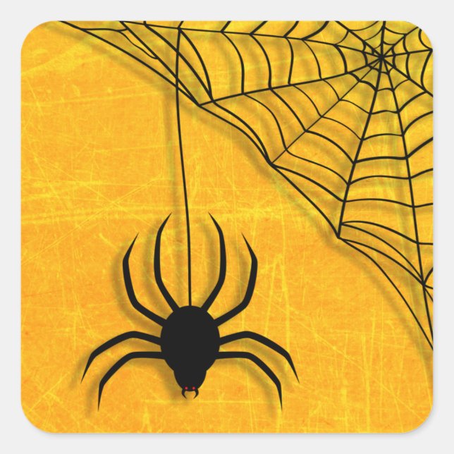 Spider Web Halloween Black and Orange Stickers (Front)