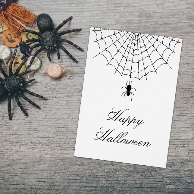 Spider Web Halloween Black White Holiday Card  (Creator Uploaded)