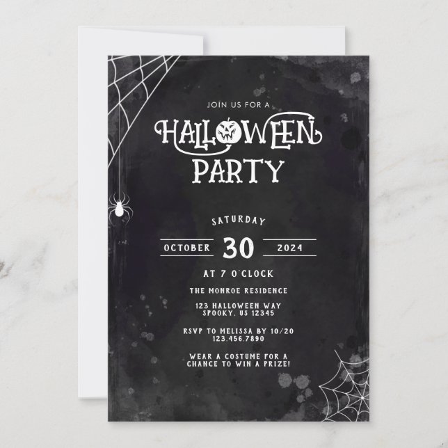 Spider Web Halloween Party Invitation (Front)