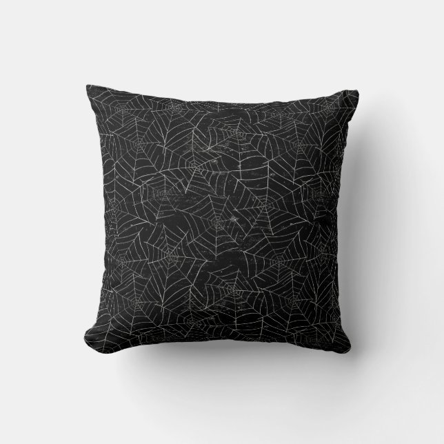 Spider Web Halloween Pattern Throw Pillow (Front)