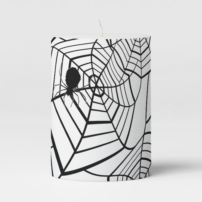 Spider Web - Halloween - Pilar Candle (Front)
