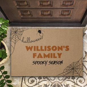Spider Web Halloween Spooky Season Family Name Doormat