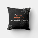 Spider Web Happy Halloween Family Personalized Throw Pillow