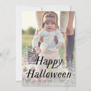 Spider Web Happy Halloween Photo Card
