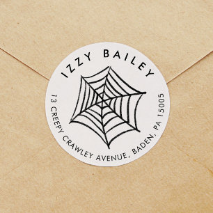 Spider Web Illustration Halloween Return Address Classic Round Sticker