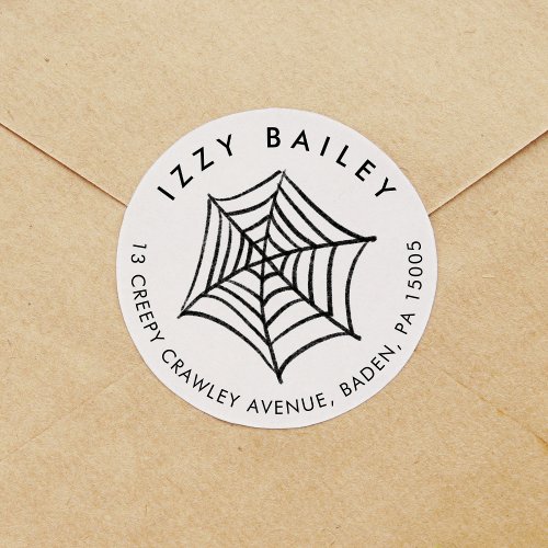 Spider Web Illustration Halloween Return Address Classic Round Sticker